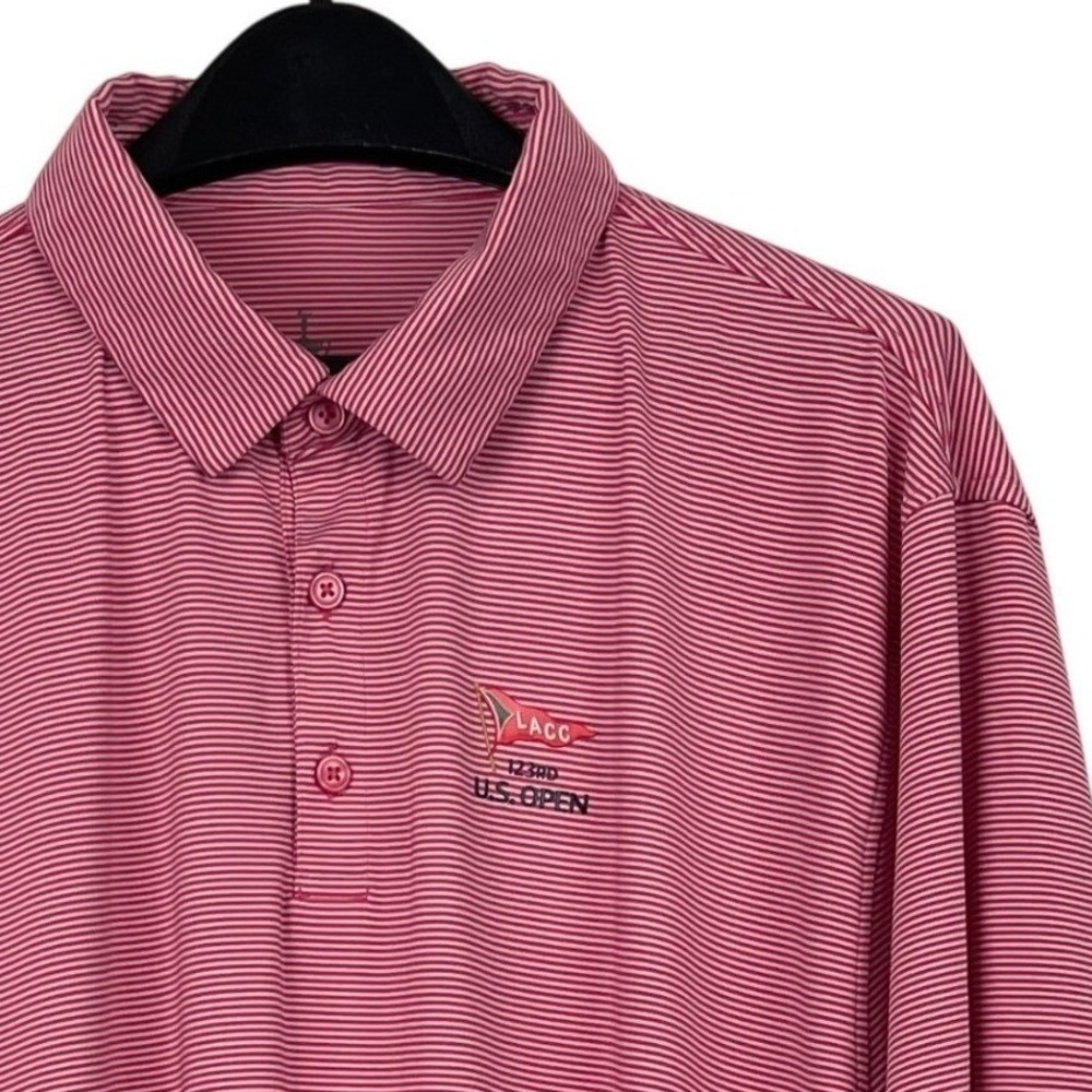 US Open LACC 123rd Official Mens 2XL Performance Golf Polo Shirt Pink Striped